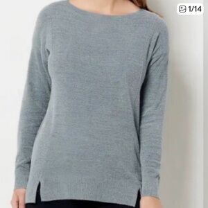 Barefoot Dreams Cozylite Women's Gray/Blue Sweater